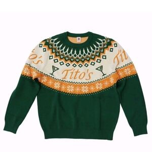 Tito's Festive Green and Orange Crewneck Sweater